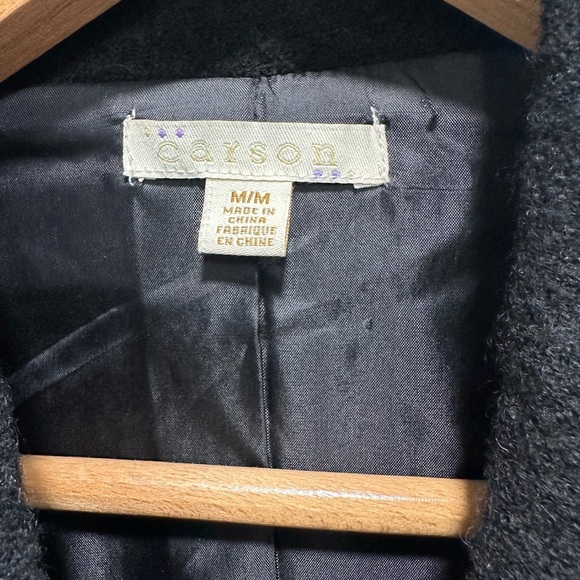 Carson Black Wool Swing Jacket with Decorative Buttons Appliquéd Fabric - Size M - Picture 12 of 16